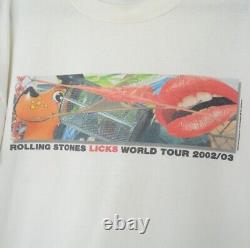 T-shirt de concert Vintage Rolling Stones 2002/03 Licks World Tour, taille Extra Large