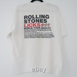 T-shirt de concert Vintage Rolling Stones 2002/03 Licks World Tour, taille Extra Large