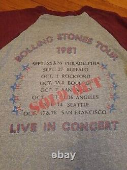 T-shirt de concert de la tournée ROLLING STONES Vintage 1981 XL