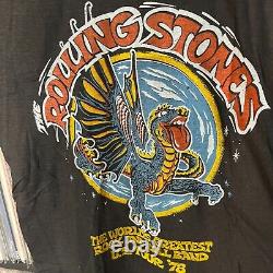 T-shirt de la tournée Vintage Rolling Stones 1978 en état mort stock Dragon Lips