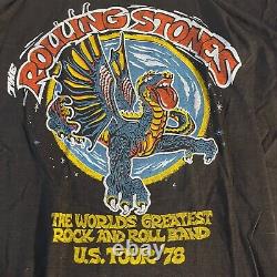 T-shirt de la tournée Vintage Rolling Stones 1978 en état mort stock Dragon Lips