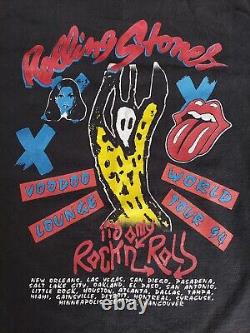 T-shirt de la tournée Voodoo Lounge 1994 des Rolling Stones, taille XL, logo de la langue noire vintage