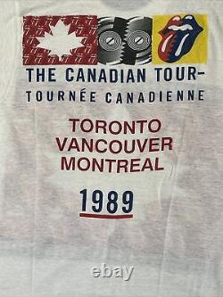 T-shirt de la tournée canadienne des Rolling Stones de 1989 en taille moyenne, rare et vintage