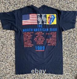 T-shirt de la tournée du groupe Rolling Stones de 1989 avec couture simple