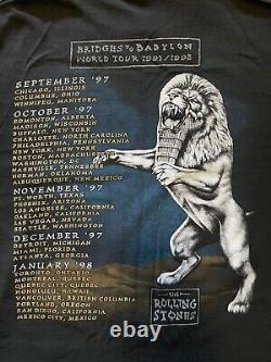 T-shirt de la tournée mondiale Vintage Rolling Stones Bridges To Babylon 1997 1998 des années 90, taille XL