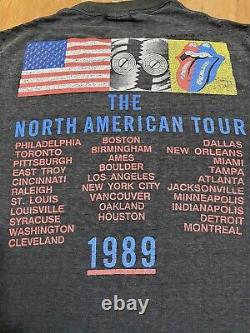 T-shirt de la tournée nord-américaine Steel Wheels des Rolling Stones de 1989 en taille Large