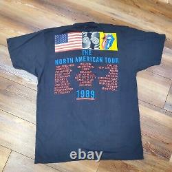 T-shirt de la tournée nord-américaine Steel Wheels des Rolling Stones, millésime 1989, taille Large.
