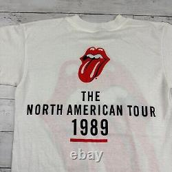 T-shirt de la tournée nord-américaine VTG Rolling Stones 1989 pour hommes, taille M, étiquette White House