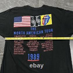 T-shirt de la tournée nord-américaine de 1989 des Rolling Stones, taille XL, avec la langue emblématique des années 80