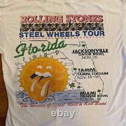 T-shirt de tournée Rolling Stones Vintage 89 Rare Steel Wheels 1989 Floride Original S