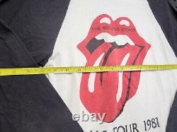 T-shirt de tournée vintage Rolling Stones 1981, manches 3/4, taille XS RARE