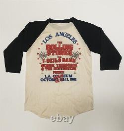 T-shirt du concert des Rolling Stones de 1981 au Colisée de Los Angeles en taille LARGE
