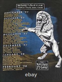 T-shirt en enclume vintage, tournée des Rolling Stones 1997 Bridges To Babylon, taille XL