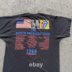T-shirt graphique Vintage Rolling Stones 1989 de la tournée nord-américaine de la bande L