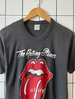 T-shirt graphique pour homme de la tournée 1982 du groupe de rock ROLLING STONES, millésime, taille L.
