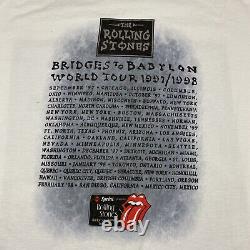 T-shirt graphique vintage des Rolling Stones des années 90 'Ponts vers Babylone' blanc XL