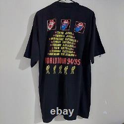T-shirt merchandising de la tournée mondiale Voodoo Lounge des ROLLING STONES des années 90, taille XL, vintage 94/95