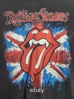 T-shirt noir taille XL de la tournée de concert Rolling Stones Vintage Y2K avec dessin de Fangs, rare.