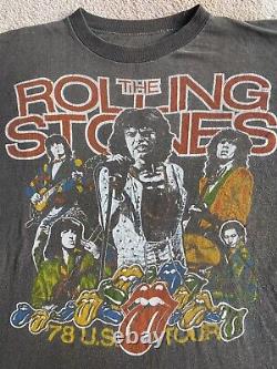 T-shirt rare et vintage du groupe Rolling Stones des années 70