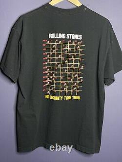 T-shirt rare noir Vintage Rolling Stones No Security taille XL vintage des années 90, USA.