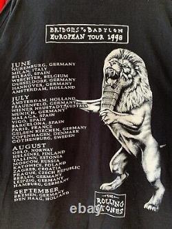 T-shirt rock de la bande vintage des Rolling Stones, édition 1998 'Bridges To Babylon', taille L pour hommes.