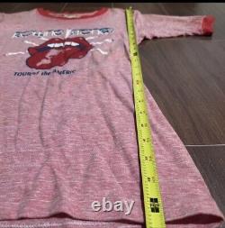 T-shirt rouge de la bande Rolling Stones, taille S, Vintage des années 70, tournée des Amériques 1975.