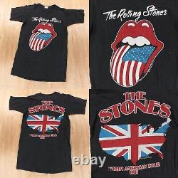 T-shirt tournée nord-américaine 1981 des ROLLING STONES Vtg taille SMALL, couture simple, rock des années 80
