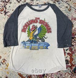 T-shirt vintage 1981 Rolling Stones Dragon Stadium, fabriqué aux États-Unis, taille XL, couture simple A9