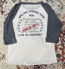 T-shirt vintage 1981 Rolling Stones Dragon Stadium, fabriqué aux États-Unis, taille XL, couture simple A9