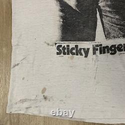T-shirt vintage DISTRESSED 1989 original des Rolling Stones Sticky Fingers taille S/M