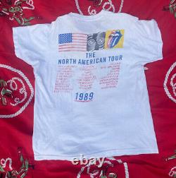 T-shirt vintage Rolling Stones 1989 USA Tour à couture unique taille large