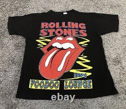 T-shirt vintage Rolling Stones années 90 XL Voodoo Lounge, tournée mondiale 1994 recto/verso.