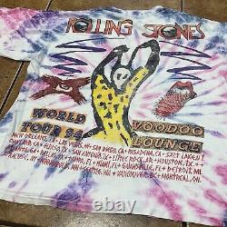 T-shirt vintage de la tournée Rolling Stones Voodoo Lounge 1994, taille XL, motif tie-dye rock.