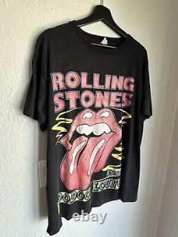 T-shirt vintage de la tournée mondiale Voodoo Lounge des Rolling Stones 1994, taille XL pour hommes, signée