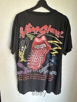 T-shirt vintage de la tournée mondiale Voodoo Lounge des Rolling Stones 1994, taille XL pour hommes, signée