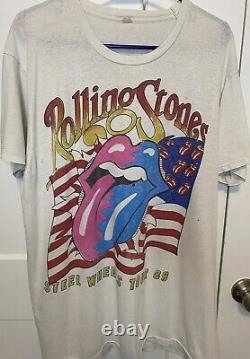 T-shirt vintage des Rolling Stones des années 80, single stitch, tour Steel Wheels, taille L
