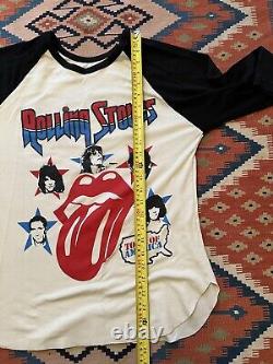 T-shirt vintage du groupe Rolling Stones de la tournée américaine de 1981 3/4 T-shirt M, contrefaçon rare