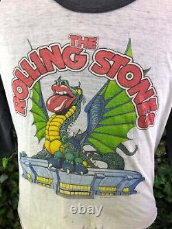 T-shirt vintage raglan du groupe The Rolling Stones des années 80, tournée de 1981, taille moyenne, couture unique 47