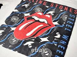 True Vintage Rolling Stones Steel Wheels Tour Graphic T-shirt Hommes Grand