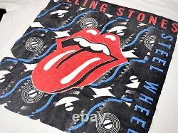 Véritable T-shirt graphique de la tournée Steel Wheels des Rolling Stones, modèle vintage, taille L pour homme