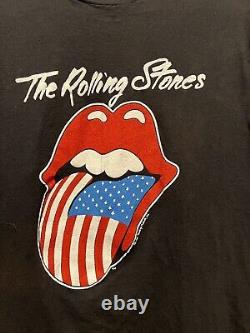 Véritable VTG 1981 T-shirt noir taille L de la tournée nord-américaine des Rolling Stones '81