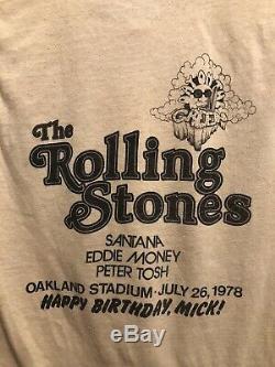 Vintage 1978 Rolling Stones Mick Jagger Joyeux Anniversaire Concert T-shirt Moyen Vtg
