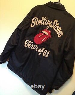 Vintage 1981 De Rolling Stones Broder Rock Concert Tour Black Jacket. Rare