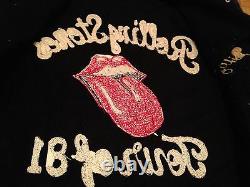 Vintage 1981 De Rolling Stones Broder Rock Concert Tour Black Jacket. Rare