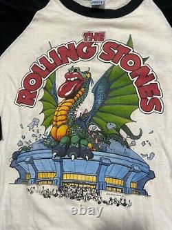 Vintage 1981 Le ROLLING STONES Dragon American Rock Concert Tour T SHIRT L en Tricot