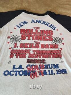 Vintage 1981 Le Rolling Stones Los Angeles Tour Raglan Chemise Taille Large