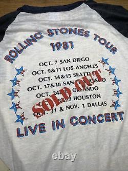 Vintage 1981 Le Rolling Stones Tour en direct en concert Chemise LARGE USA avec le billet