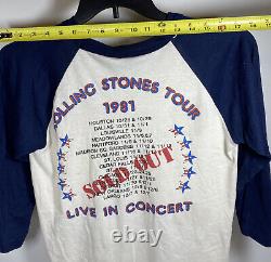 Vintage 1981 Rolling Stones Dragon Raglan Live Tour Grand T-shirt Bleu & Blanc