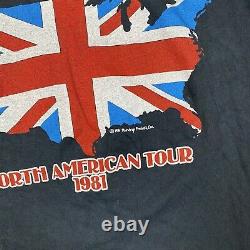 Vintage 1981 Rolling Stones North American Tour T-shirt 80s Hommes Taille Grand
