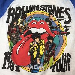 Vintage 1981 Rolling Stones Tattoo You Tournée De Raglan T-shirt Large
